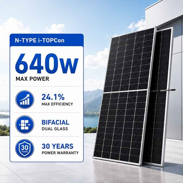 ZAIYANG 640W N-Type for Bifacial Dual-Glass Panel 24.1% Efficiency 210x182mm Cell Size Low LCOE for Utility Farms