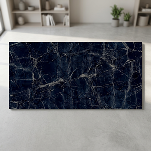 Nikola Blue Sintered Stone 24x48 Inch Glossy Wall Floor Tiles Luxury Blue Marble Collection - Product Image 4