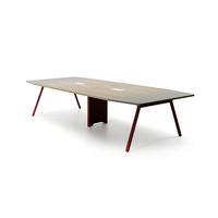 Grande table de conférence modulaire en bois - Mobilier de bureau commercial moderne pour bureau à domicile, école, atelier, pour 4 à 12 personnes
