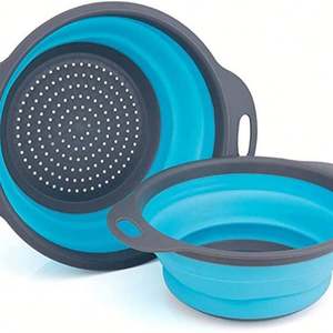 Juego de coladores de cocina, juego de coladores plegables, coladores de cesta de alimentos plegables, escurridor de cocina para escurrir Pasta, verduras - Product Image 2