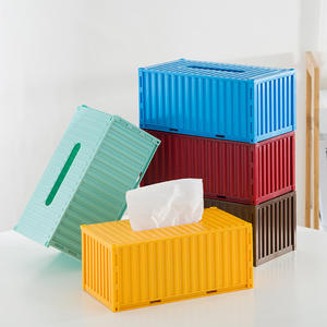 Caja de pañuelos creativa, de plástico, multiusos, verde, azul, rojo, amarillo, marrón, práctica, estilo industrial - Product Image 2