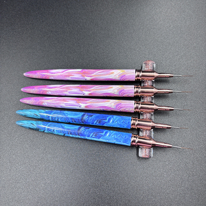 Gold Metal Handle Silicone Dotting Nail Brush Set Kolinsky Nylon Hair UV Gel Liner Painting Tools Custom Logo - Product Image 5