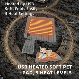 Moderne USB-beheizte Polyester-Haustiermatte Weiche & Zusammenklappbare Hunde- & Katzenmatte Winter-Haustiermatte mit 5 Heizstufen Maschinenwaschbar - Product Image 2