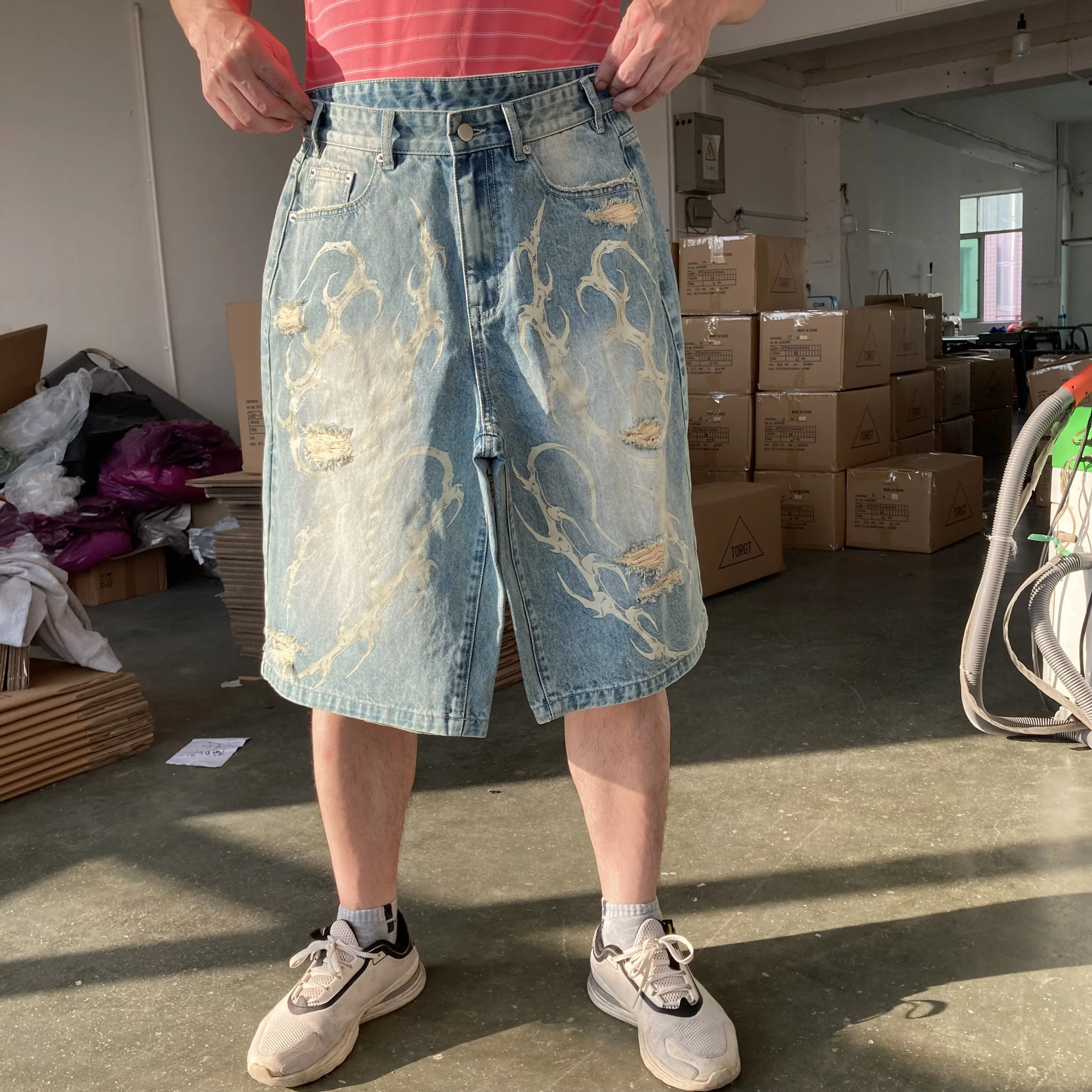 Men's Jorts - Baggy Denim Shorts with Y2K Streetwear Style