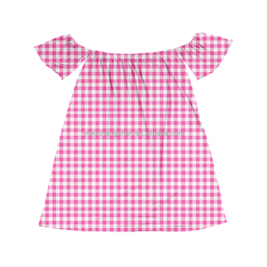 Wholesale Women&amp;kids Hawaiian Plaid Print Off-shoulder Elasticated <strong>Dress</strong> Milk Silk Mommy and <strong>Me</strong> <strong>Mini</strong> Loose <strong>Dresses</strong> - Product Image 3