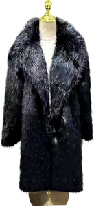 Manteau long en fausse fourrure de renard pour homme, épais, imprimé animal, col rabattu, manches classiques, trench-coat d'hiver - Product Image 1