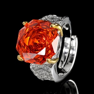 Bijoux de mode écologiques en cuivre, zircone cubique rose taillée 14-12MM rouge orangé, ensemble de mariée, ensemble de mariage - Product Image 5
