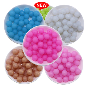 <strong>Wholesale</strong> Food Grade 15mm Silicone Glitter <strong>Beads</strong> Round Teething Chewing <strong>Beads</strong> Glitter <strong>Neon</strong> Blue for Jewellery Making