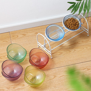 Adjustable Height Double Glass Cat Bowl With Elevated Stand For Cats Food And Water Feeding - Product Image 2