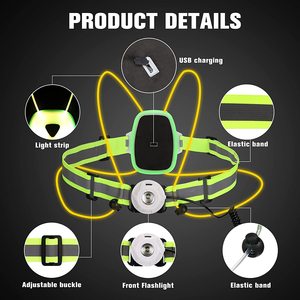 Lampe LED réglable et réfléchissante, équipement de cyclisme léger Rechargeable par USB, gilet de sécurité pour le <span class=keywords><strong>Jogging</strong></span> - Product Image 2