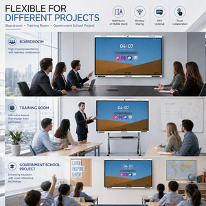 Tableau blanc interactif intelligent de 65, 75, 86 et 98 pouces avec écran <span class=keywords><strong>tactile</strong></span> pour salle de réunion, système audiovisuel de conférence, intégrateur de systèmes AV, projet scolaire - Product Image 4