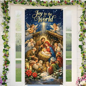 Bannière de Noël Joyeux Noël avec Scène de <span class=keywords><strong>la</strong></span> Nativité et Manger Sacré, Décoration Religieuse pour <span class=keywords><strong>la</strong></span> Maison, le Jardin, <span class=keywords><strong>la</strong></span> Veranda et <span class=keywords><strong>la</strong></span> Cour - Product Image 3