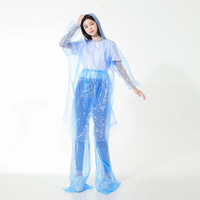 Einweg-PE-Regenhose Verstärkte Fußtasche Ganzkörper-Drift-Wasserdichtes Zweiteiliges Set Lange Herren- und Damen-Plastik-Regenhose