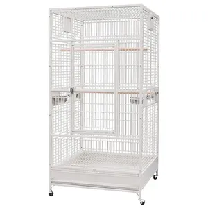 Ekstra Büyük Çevre Dostu Dört Mevsim Beyaz Kuş Kafesi, Evcil Kuşlar İçin Demirli - OEM/Petsloyal Üretici - Product Image 1