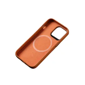 Grosir Casing Ponsel Kulit Kerikil Asli dengan Casing Kulit Magnetik Mesin Pembuat Casing Ponsel Grosir untuk Iphone