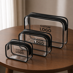 Customized Transparent Printed Logo Waterproof <b>Make</b> <b>Up</b> Bag Portable Pvc Plastic Cosmetic Clear Bag With Zipper <b>Pouch</b> - Product Image 1