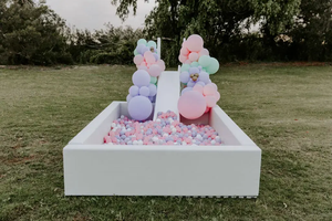 Location d'événement de fête commerciale location d'anniversaire équipement de terrain de jeu Beige pastel vert blanc pour enfants fosse de jeu souple fosses à balles - Product Image 5