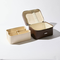 Trousses de maquillage en cuir Saffiano texturé, trousse de toilette de voyage, organiseur de cosmétiques, fermeture éclair étanche, grande capacité, pochette de maquillage