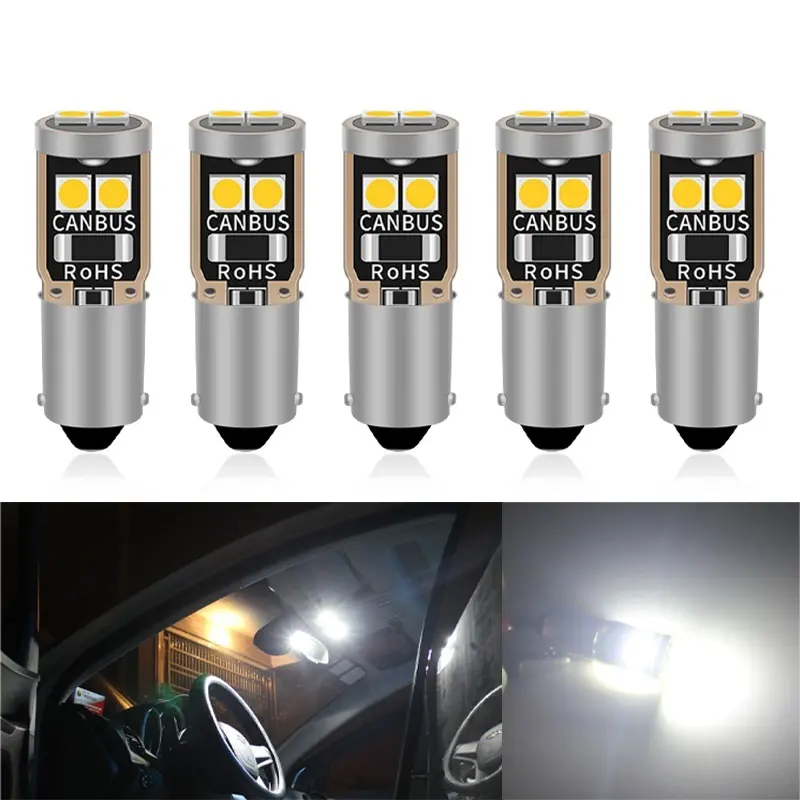 Luces led para coche BA9S t4w 3030, 6 bombillas led canbus para matrícula, lámpara de lectura, iluminación interior