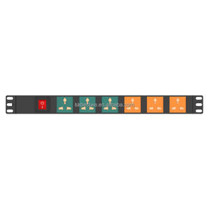 PDU แบบติดตั้งบนแร็ค 1U 19 นิ้ว 6 ช่อง ยอดขายดีที่สุด ปรับแต่งสีได้ ชุดจ่ายไฟบราซิล สำหรับตู้เน็ตเวิร์ค PDU - Product Image 1