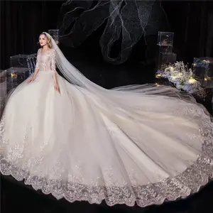 शैम्पेन रंग शादी की पोशाक के लिए लड़की नई कोरिया डिजाइन