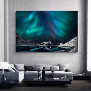 Iceland <span class=keywords><strong>aurora</strong></span> balis פוסטר בד ציור ציור צפון הקוטב אורות הטבע אמנות תמונות תפאורה הבית - Product Image 3