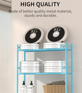 Étagères de salle de bain en métal autoportantes et peu encombrantes Bleu <span class=keywords><strong>au</strong></span>-<span class=keywords><strong>dessus</strong></span> des toilettes avec 4 crochets Meubles de rangement pour toilettes - Product Image 5