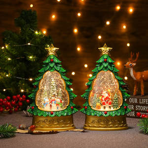 Nouvelle décoration de table d'arbre de Noë<span class=keywords><strong>l</strong></span> illuminée intérieure peinte par neige, cadeau, boîte à musique - Product Image 4