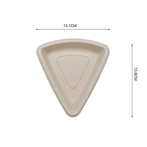 Bagazo 125ml Plato desechable biodegradable Pulpa Pizza Pan Bandeja para pasteles con junta Parte inferior Bandeja para hornear triangular ecológica - Product Image 1