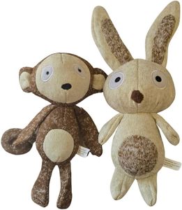 Jouets en peluche pour chiens, animaux en peluche à double couche en tricot marron, singe, éléphant, lapin, jouets qui couinent - Product Image 1