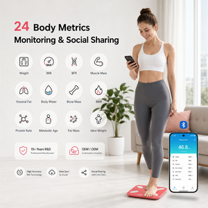 Balance de salle de bain numérique intelligente 180 kg avec affichage LED, fonctionnement automatique (marche/arrêt), verre trempé, pour la mesure du poids corporel et de la graisse <span class=keywords><strong>corporelle</strong></span> - Product Image 3