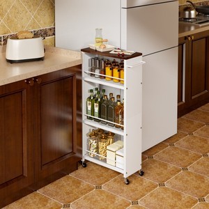 Kitchen Storage Trolley 4 Tier Rolling Cart With Wheels For Kitchen And Living Room White Carbon Steel Modern Design - Product Image 1
