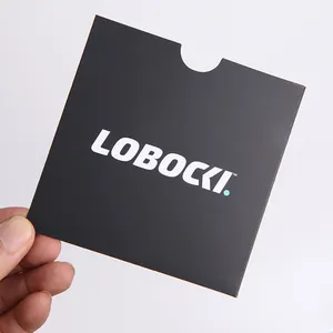 Personalizado luxo seda tela impressão logotipo preto placa manga Envelopes embalagem cartão postal