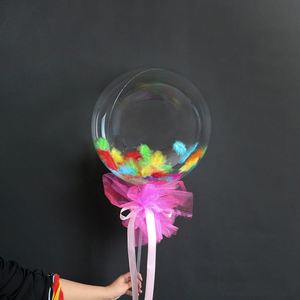 DIY Alentine's Gift Rose Mesh avec Noeud Ruban Rose Autocollant Plume Colorée Fillig Glowing Bouquet Ballon Led Bobo Ballon Lumière - Product Image 1