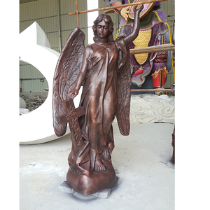 Stile occidentale famoso metallo ottone angelo religioso Gabriel a grandezza naturale arcangelo Michael statua scultura in bronzo con diavolo - Product Image 6