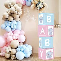 Boîtes de douche de bébé éléphant décorations de fête d'anniversaire boîte de ballon de douche de bébé avec lettres pour les fournitures de fête de révélation de sexe