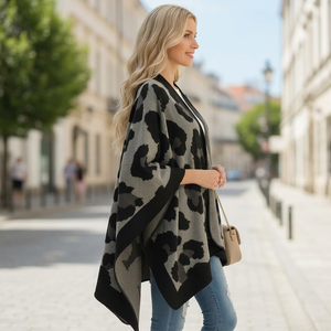 Stylish Color Block Fringe <b>Poncho</b> <b>Wrap</b> for Women Open Front Striped Shawl Casual Layering Cape - Product Image 3