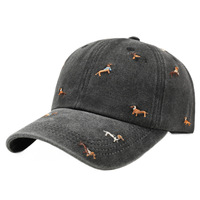 Gorra de Béisbol Bordada con Dibujo de Perro Salchicha en Algodón Lavado Suave, Ajustable, con Logotipo Personalizado