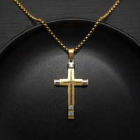 Collier Pendentif Croix Hip Hop Chrétienne en Acier Inoxydable Lisse et Géométrique, Bijou de Mode pour Hommes, Vente en Gros, Inspiré de la Bible Philippiens 4:13