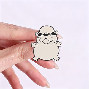 Épinglette en émail blanc de haute qualité pour chien, badge métallique personnalisé, épinglette amusante pour <span class=keywords><strong>Pug</strong></span>, vente en gros, bijoux d'art Kawaii, cadeau - Product Image 2