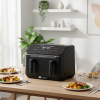 Friteuse à air Anbolife 11L à double panier 2400W avec écran tactile, sans huile, 8 préréglages, cuisson synchronisée, cuisine saine, OEM ODM
