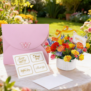 Carte de vœux 3D exquise avec des fleurs de papillon, rose, tulipe, lavande et hortensia pour la fête des enseignants, la fête des mères, un anniversaire. - Product Image 5