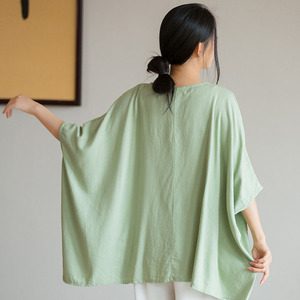 Maglietta Casual Casual e <span class=keywords><strong>sostenibile</strong></span> da <span class=keywords><strong>donna</strong></span> con Pullover manica a pipistrello canapa da <span class=keywords><strong>donna</strong></span> - Product Image 3