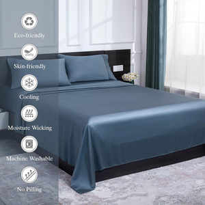 Juego de sábanas de bambú refrescantes de lujo de 4 Uds., juego de sábanas/funda nórdica, juego de cama con funda de almohada - Product Image 3