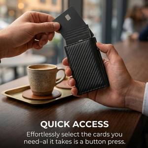 <span class=keywords><strong>Portafoglio</strong></span> RFID da <span class=keywords><strong>uomo</strong></span> Casekey personalizzato in fibra di carbonio, sottile, minimalista, a tre ante, da tasca frontale, con porta carte a scomparsa intelligente - Product Image 3