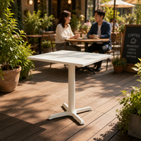 Table carrée moderne en acier au carbone pour cour intérieure et extérieure, idéale pour la salle à manger et comme mobilier de café