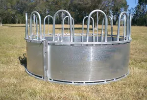 Steel Bale Loop Top Handing Equipment Portable Cattle Horse Hay Feeder With Roof Animal Feeders