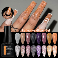 MEET ACROSS Nail Art UV LED Gel Vernis 7ml Néon Réfléchissant Glitter Nail Gel Vernis Brillant Sparkling Nail Gel