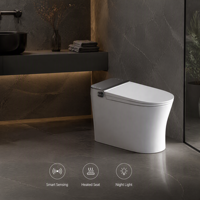 WC intelligent monobloc en céramique blanche avec bidet, chasse d'eau automatique, siège chauffant, télécommande, à poser au sol