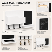 Organisateur mural pour courrier avec tableau noir et étagère pour téléphone, support de rangement pour lettres et documents pour l'entrée, décoration murale pour la maison
